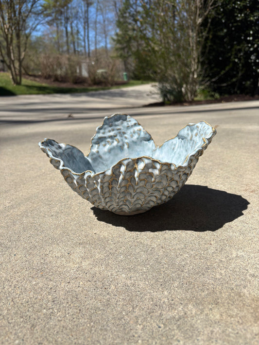 Large Pale Blue Coral Bowl